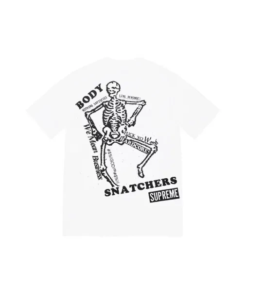 White TEE Black S and SS23 Print BODY Skull SNATCHERS Back L XL M 0910